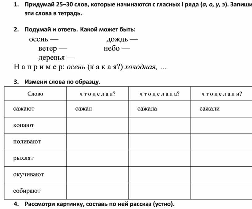 Рассмотри схему придумай слова которые нужно написать на строчках запиши их выбери рисунки которые