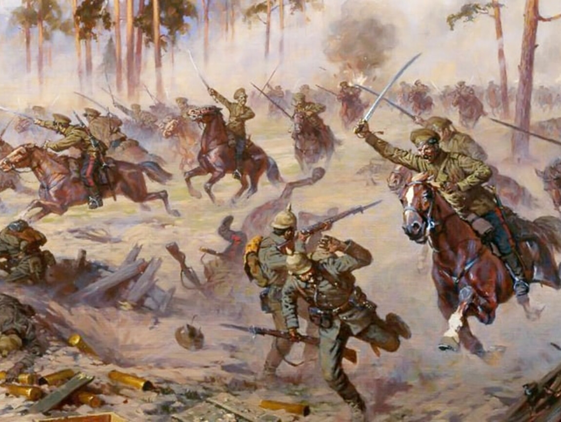 Первое нападение. Кавалеристская атака 1914. Казачья атака. Картина атака Казаков 1914.