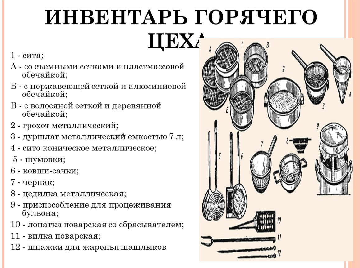 Перечислите инвентарь