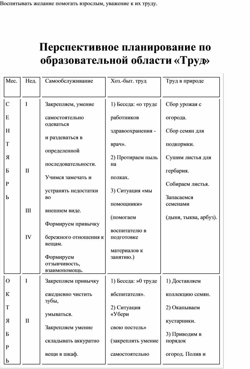 План конспект по хозяйственно бытовому труду в старшей группе