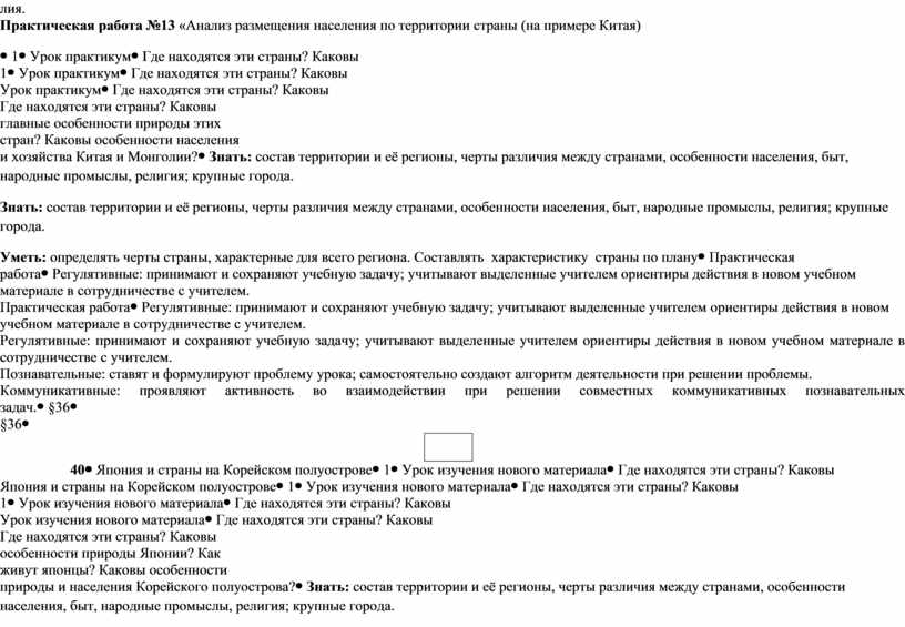 План описания японии 7 класс география