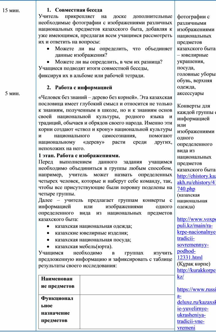 Поурочный план