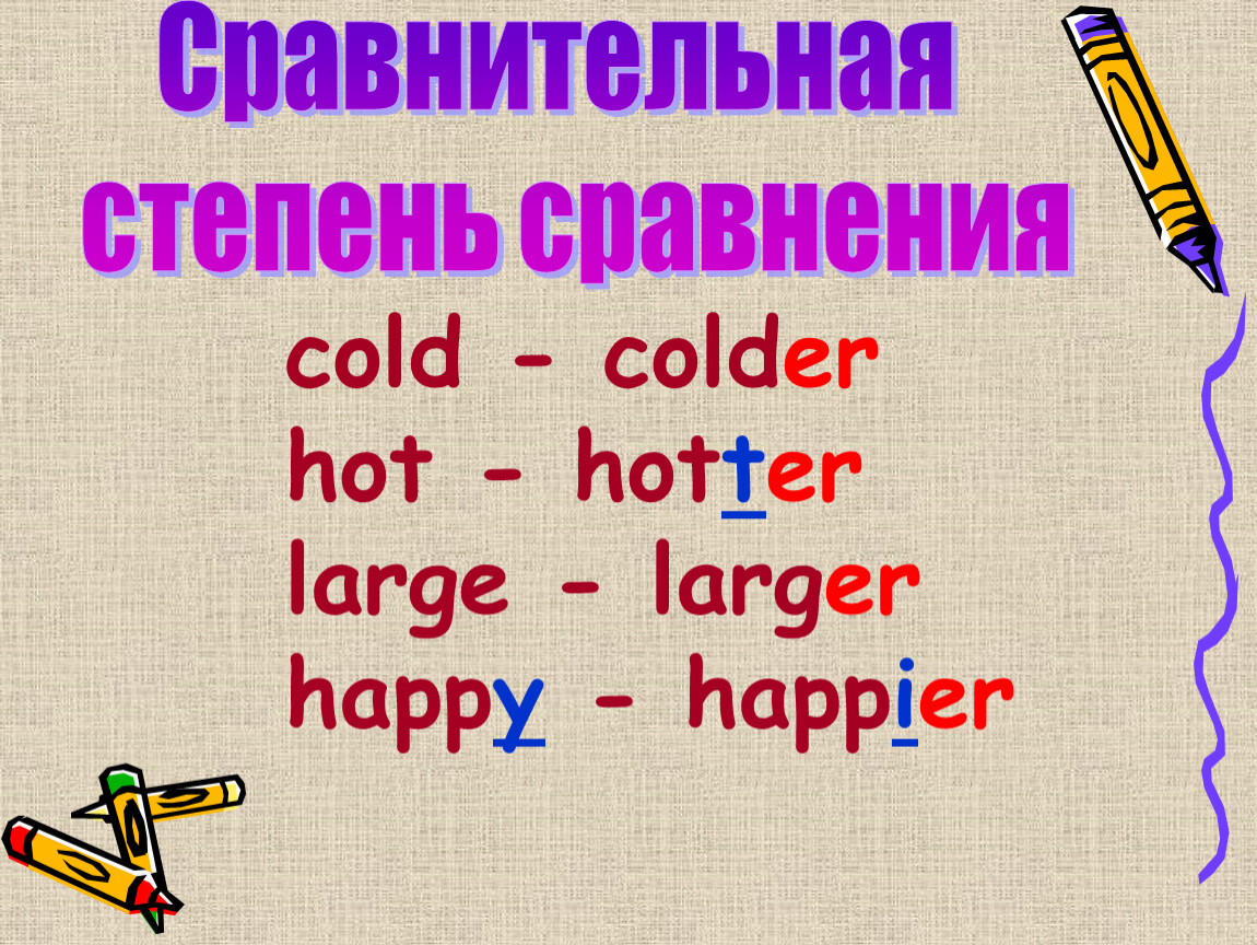 Степени сравнения прилагательных в английском языке 4 класс презентация