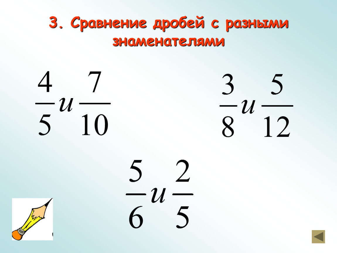 Сравнение дробей с одинаковыми знаменателями 5 класс презентация