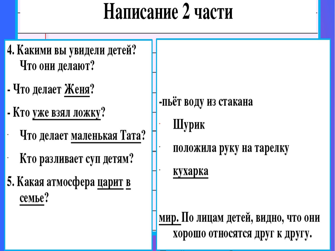 Презентация 2 класс сочинение по картине за обедом