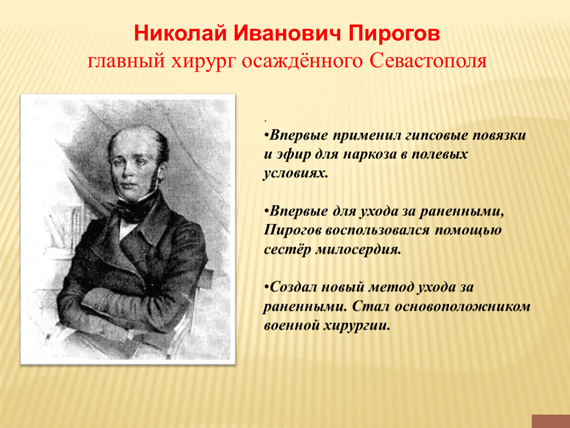 Применение гипсовой повязки ученый. Пирогов впервые применил гипс. Н.И.пирогов впервые применил гипсовые повязки. Впервые наркоз применили в. Впервые в России применил эфир для наркоза.