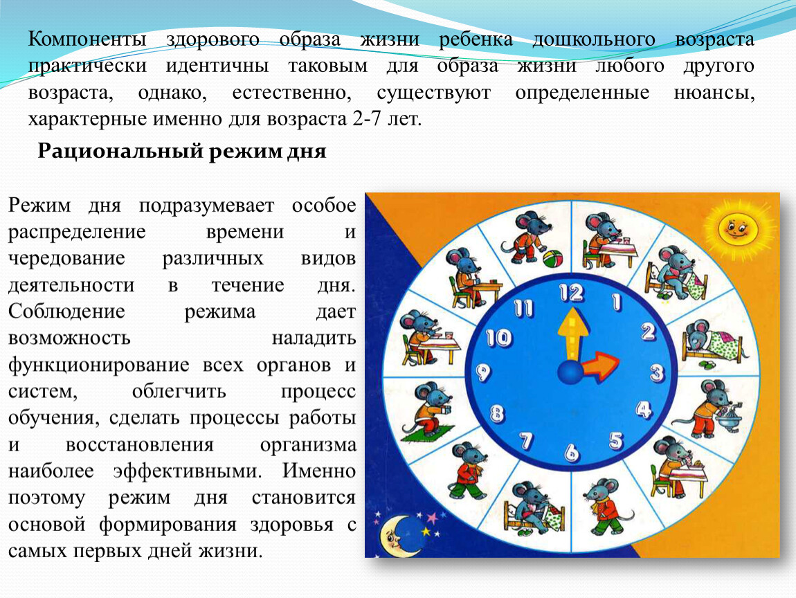 Значение режима дня для детей дошкольного