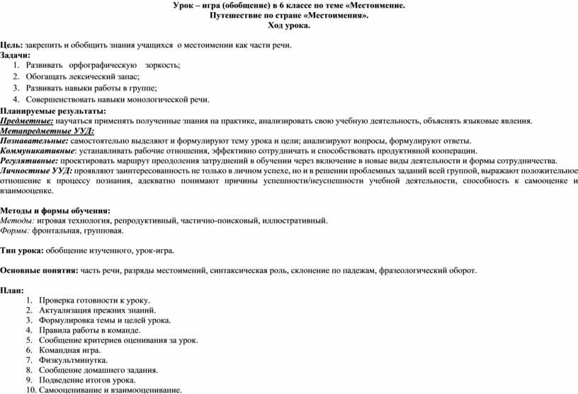 Технологическая карта урока по русскому языку 2 класс местоимение