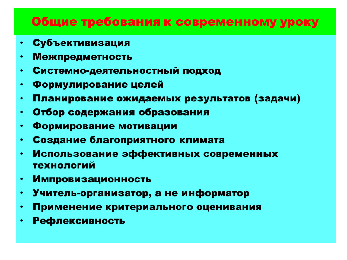 Требования к урокам технологии