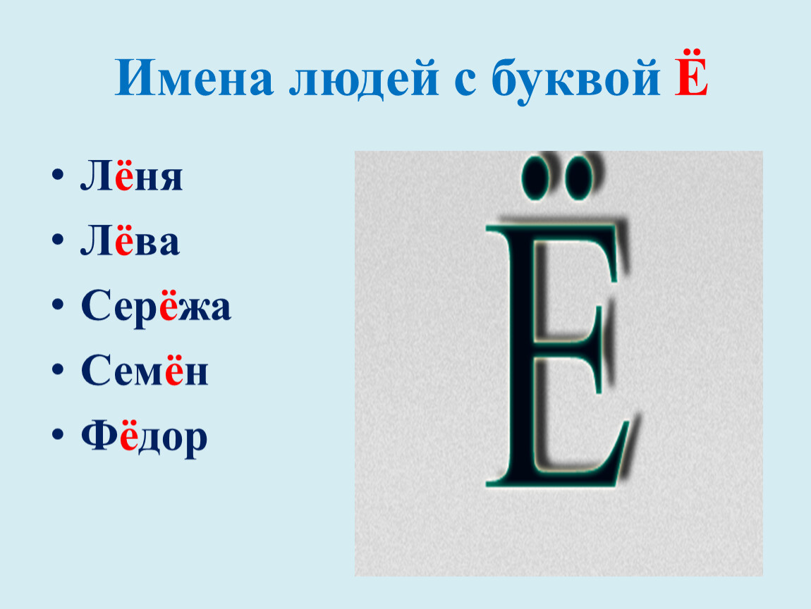 Й имена людей. Имя на букву ё для человека. Буква ее. Имя на букву е ё. Буква ёё картинка.