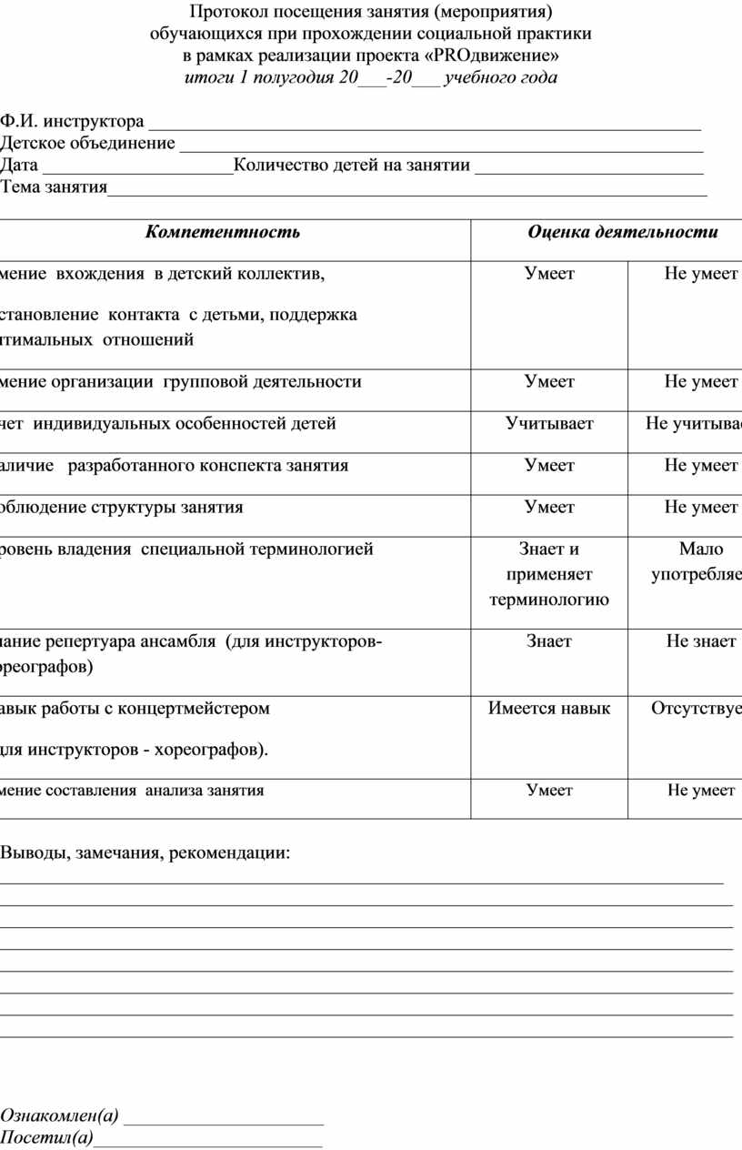 Протокол обсуждения открытого урока образец