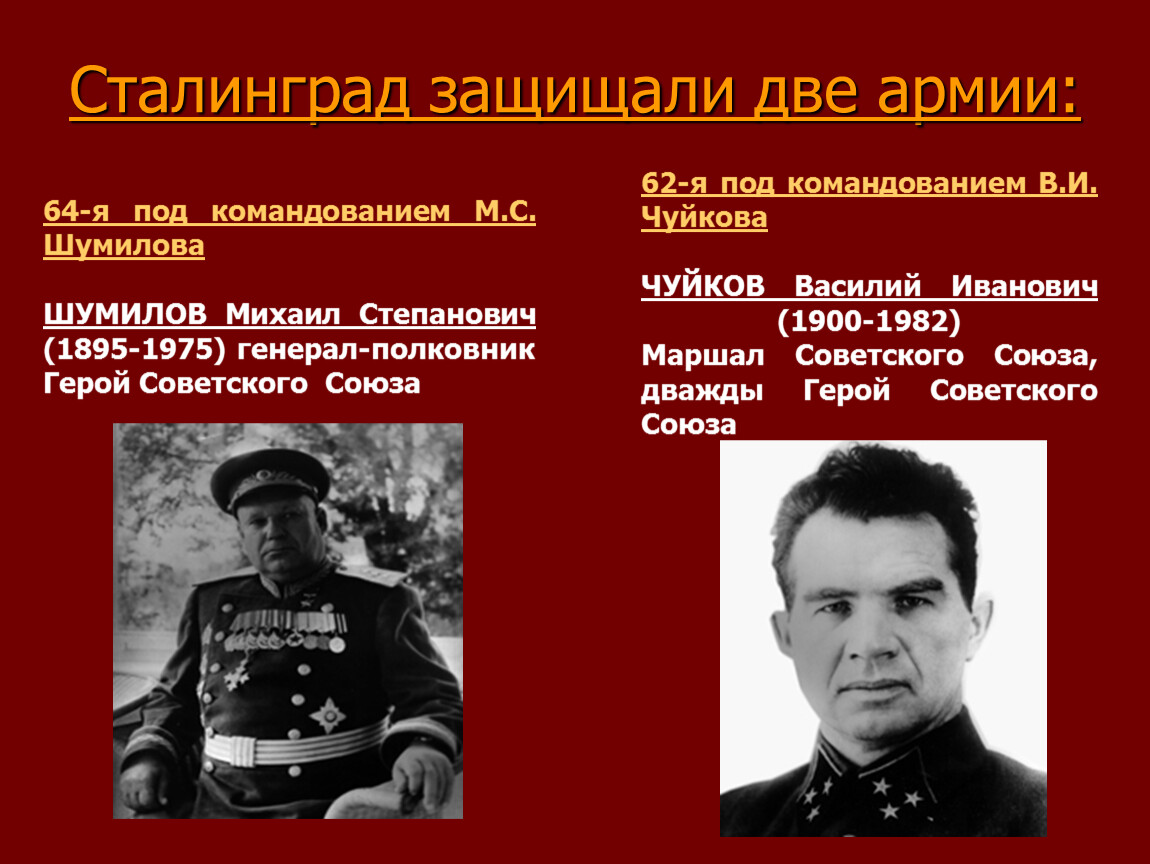Какие войска участвовали в сталинградской битве. Чуйков и Шумилов. Битва за Сталинград командование.