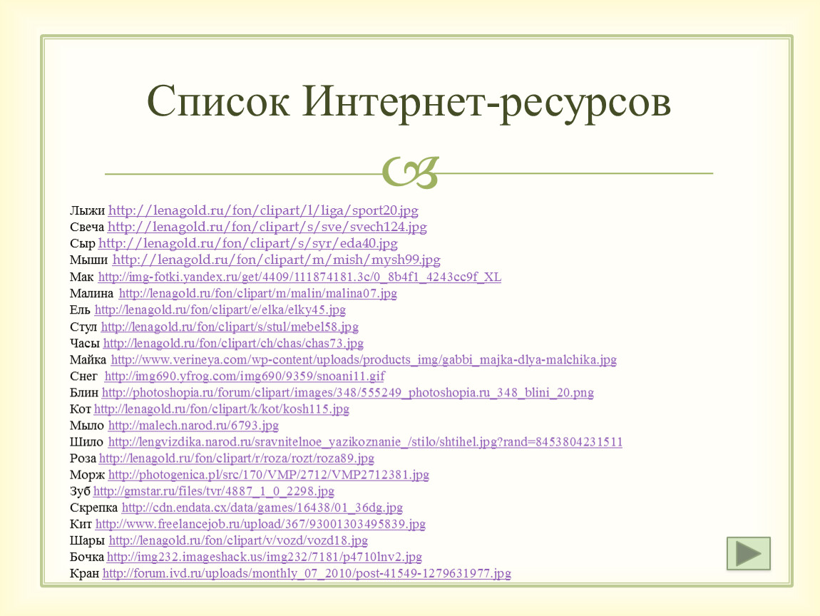 Список интернет. Список интернет ресурсов. Перечень интернет ресурсов. Список интернет ресурсов по русскому языку.