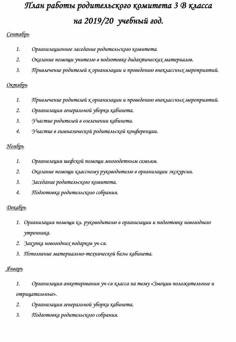 План работы родительского патруля