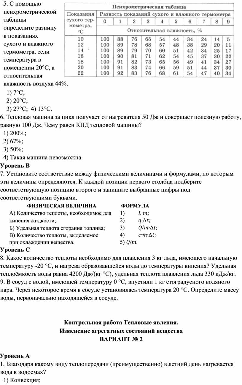 009_8 - Контрольная работа № 2 по теме Изменение агрегатных состояний  вещества