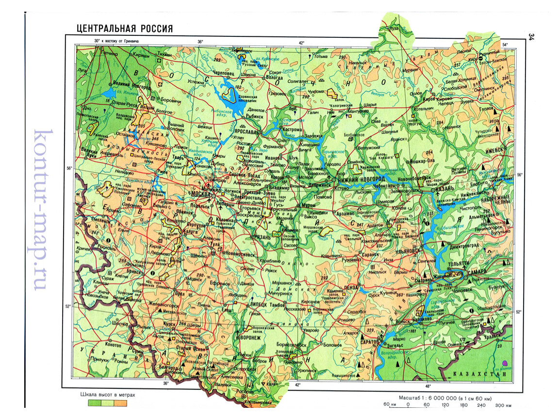 Карта европейской части россии с городами и поселками подробная