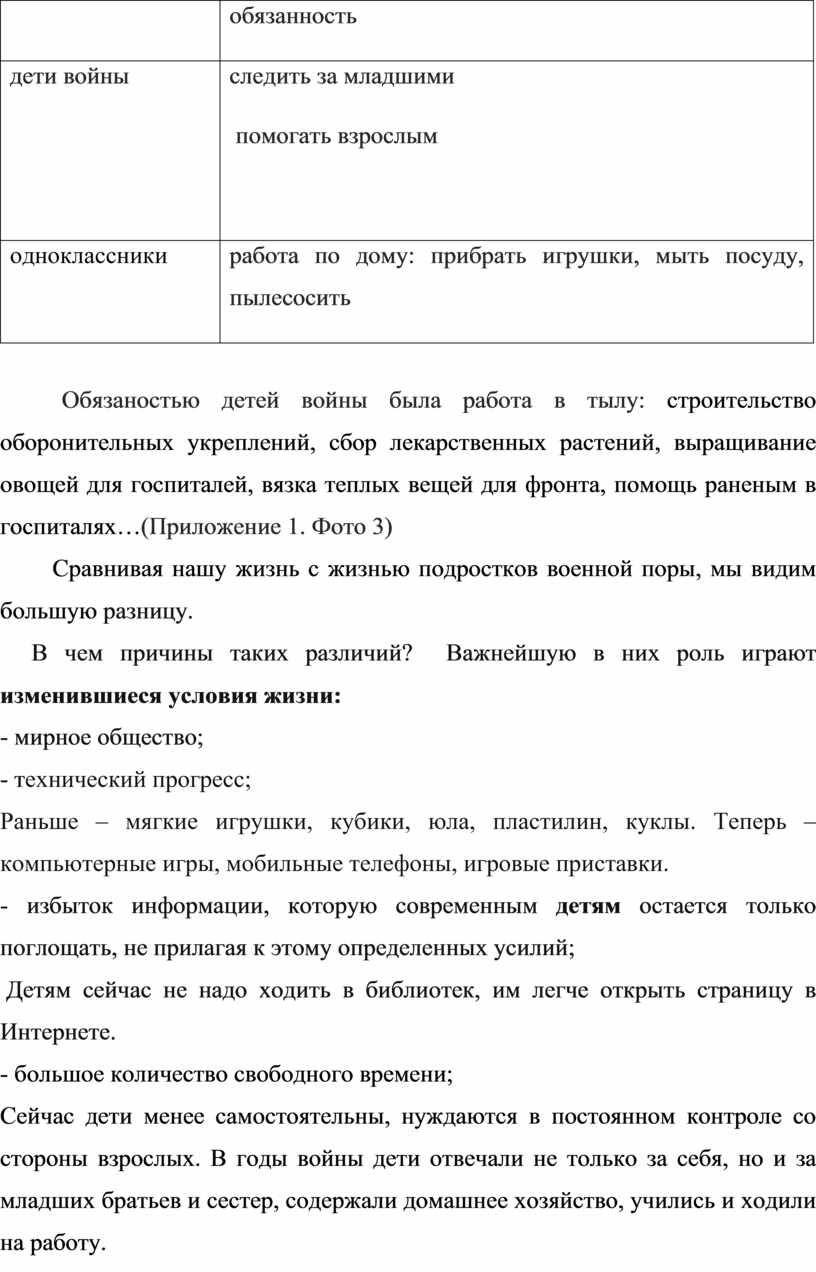 Дети военной поры и современного мира