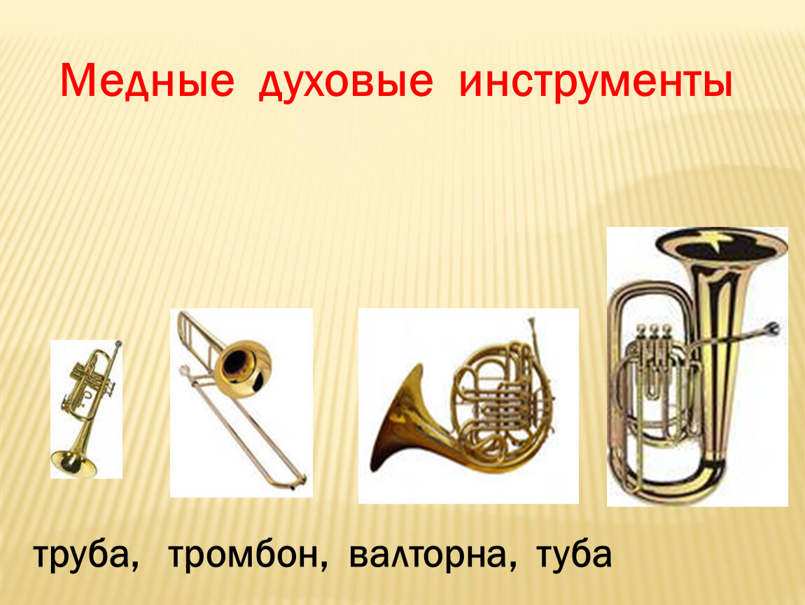 Медные духовые инструменты тромбон валторна труба туба