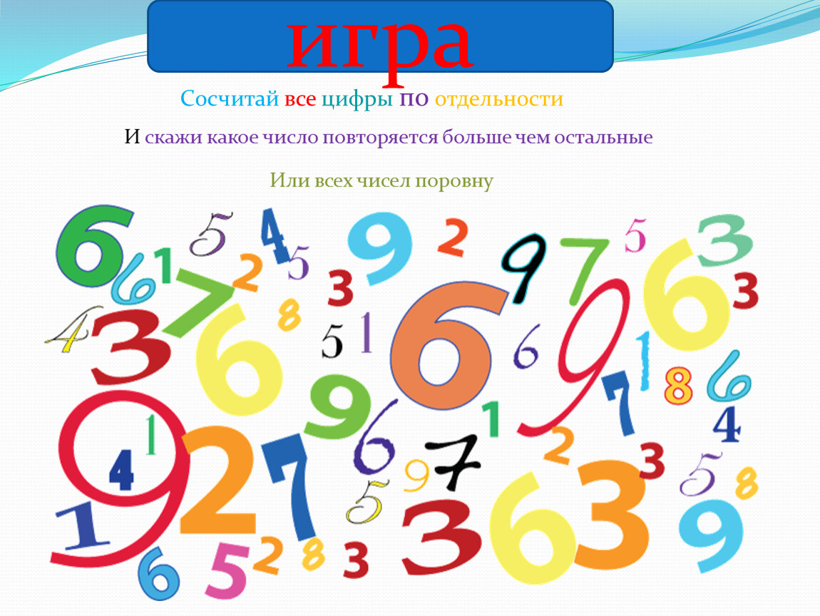 Число работы 6. Работа с числами. Покажи все все все цифры.