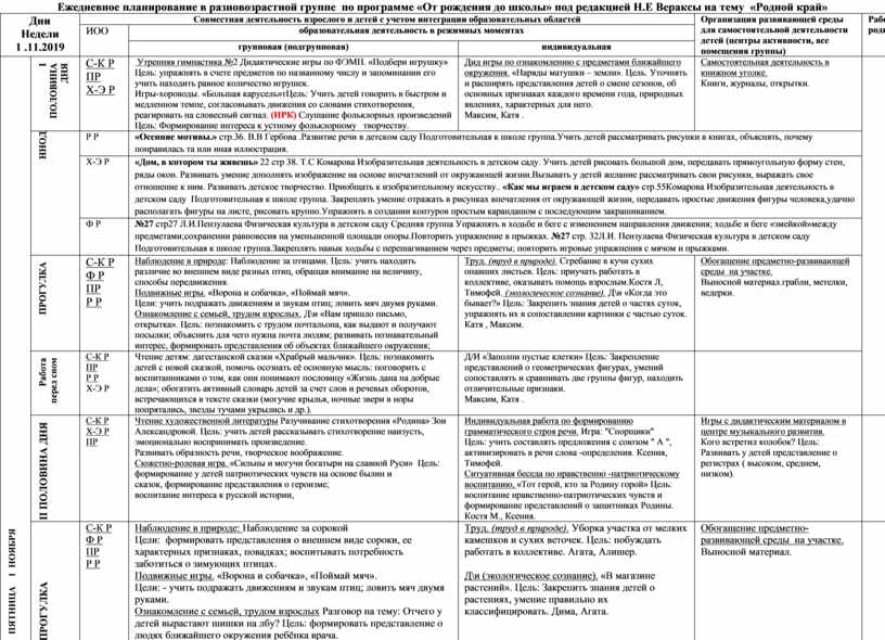 План работы в летний период в разновозрастной группе