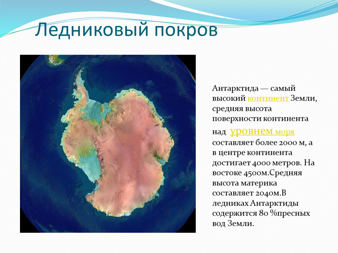 Рельеф антарктиды. Антарктида рельеф материка. Антарктида самый высокий материк земли. Ледниковый Покров Антарктиды. Карта рельефа Антарктиды.