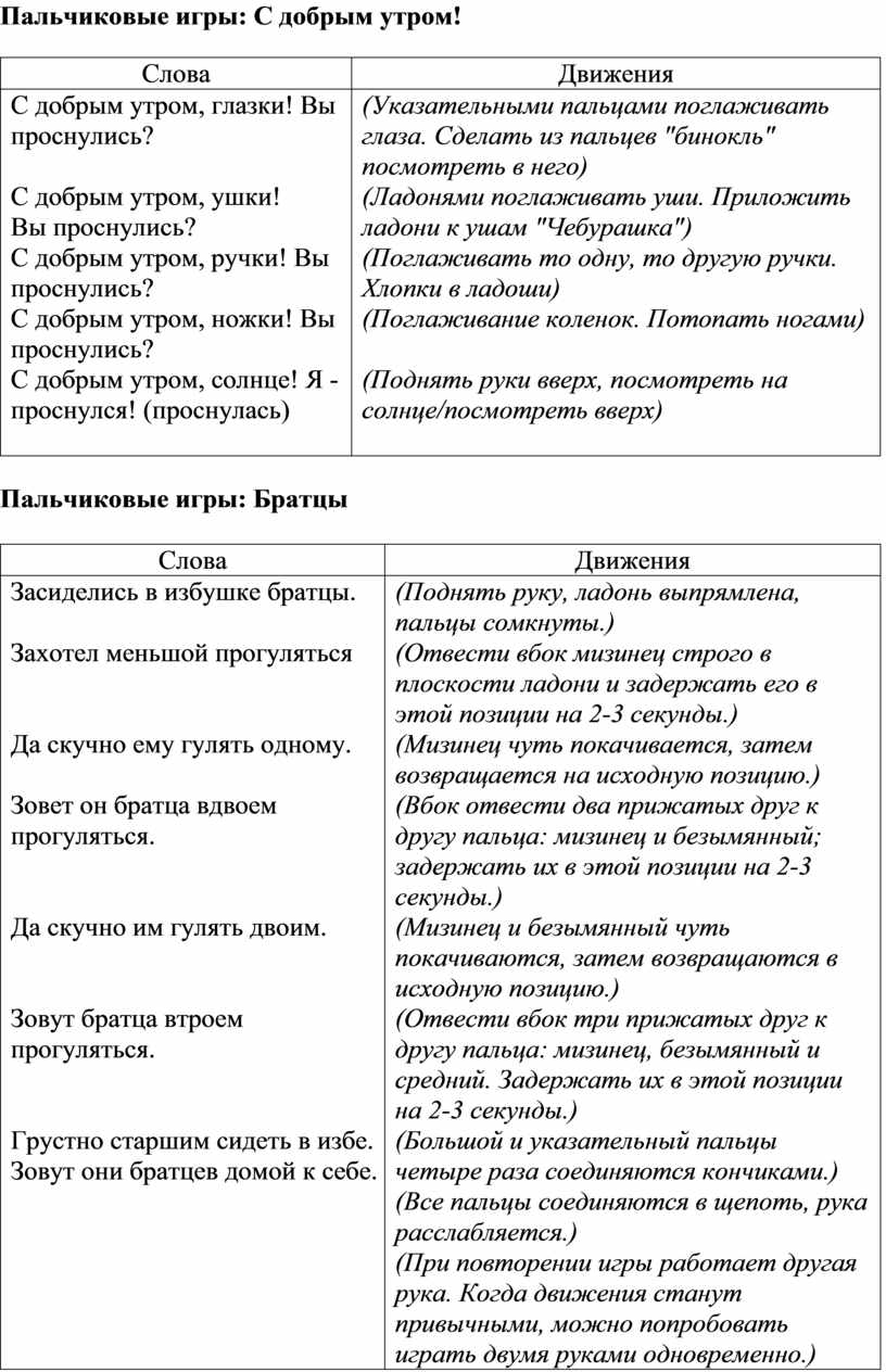 Физминутки и пальчиковые игры на уроках обучения грамоте