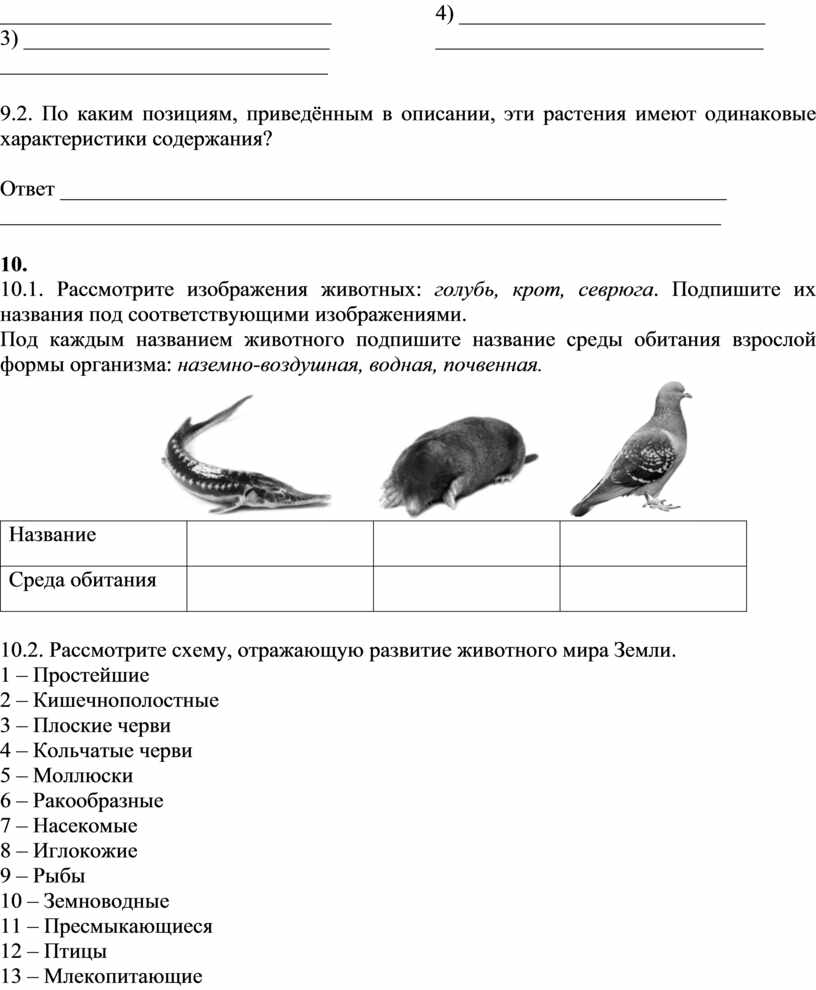 Диагностическая работа по биологии в формате ВПР. 6 класс.1-2 вариант.