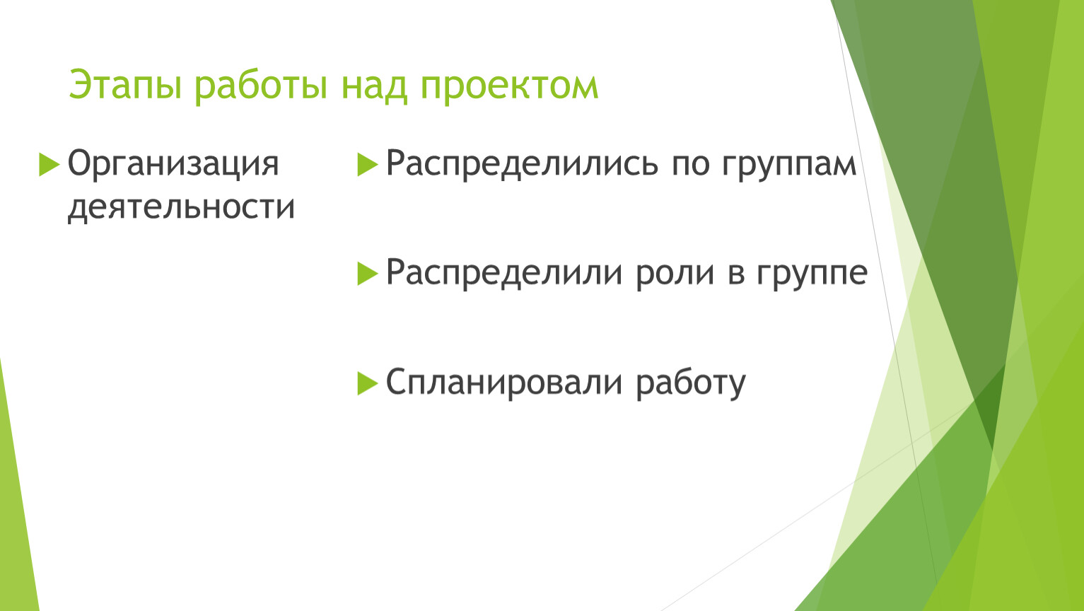 Установите последовательность деятельности в процессе работы над проектом исправлять ошибки