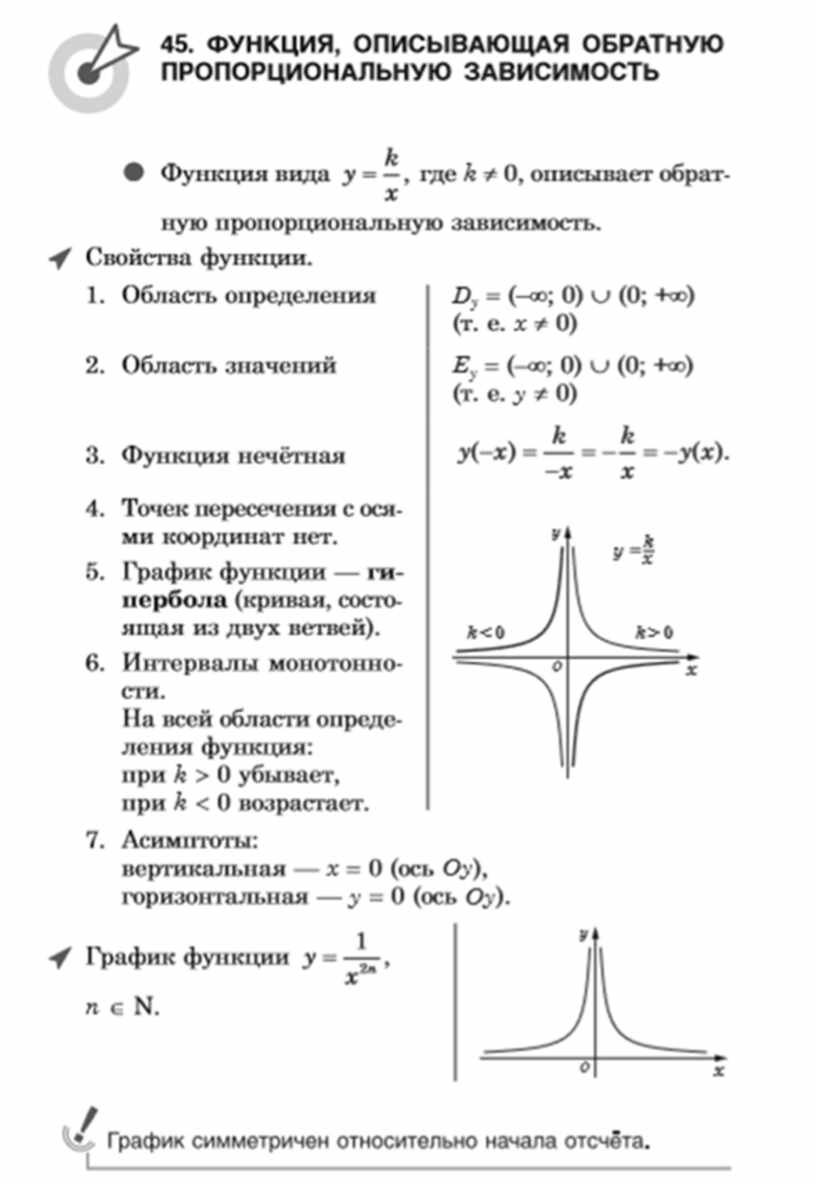 Функция обратно пропорциональная 8 класс