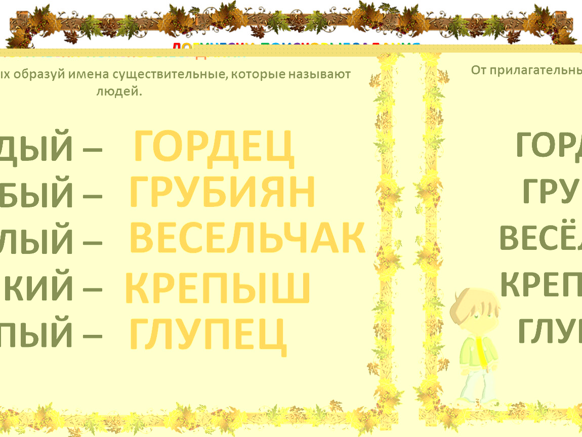 Образуй имена. От прилагательных образуй имена существительные. От прилагательных образуй имена существительные которые называют. От прилагательных образуй существительные которые называют людей. От имен прилагательных образуйте имена существительные.