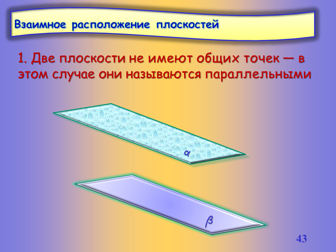 Расположение плоскостей в пространстве