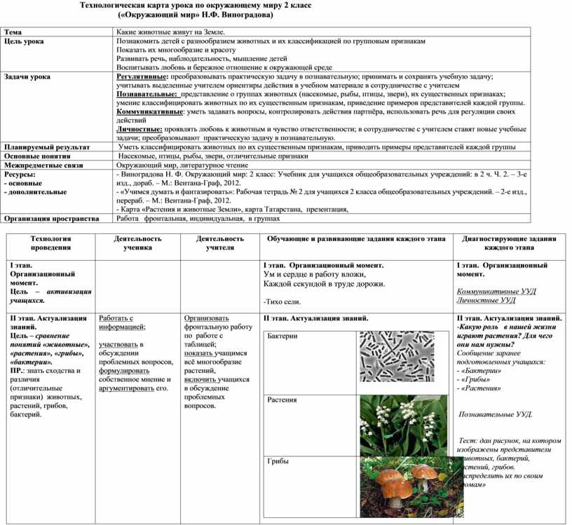 Технологическая карта биология 5 класс