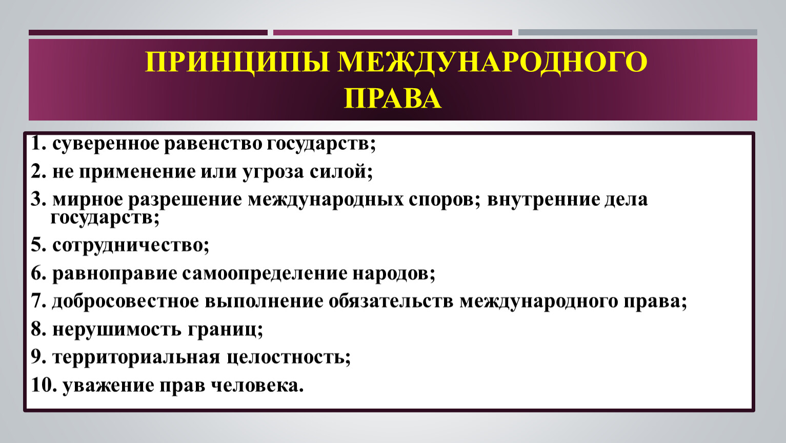 10 международное право. Международное право презентация. Принципы международного права. Принципы международной политики. Принципы международного торгового права.