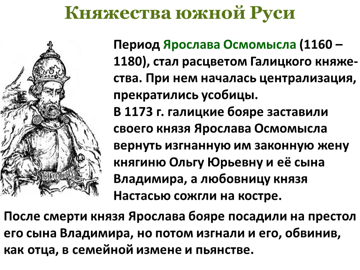 Начало удельного периода княжества южной руси 6 класс презентация андреев