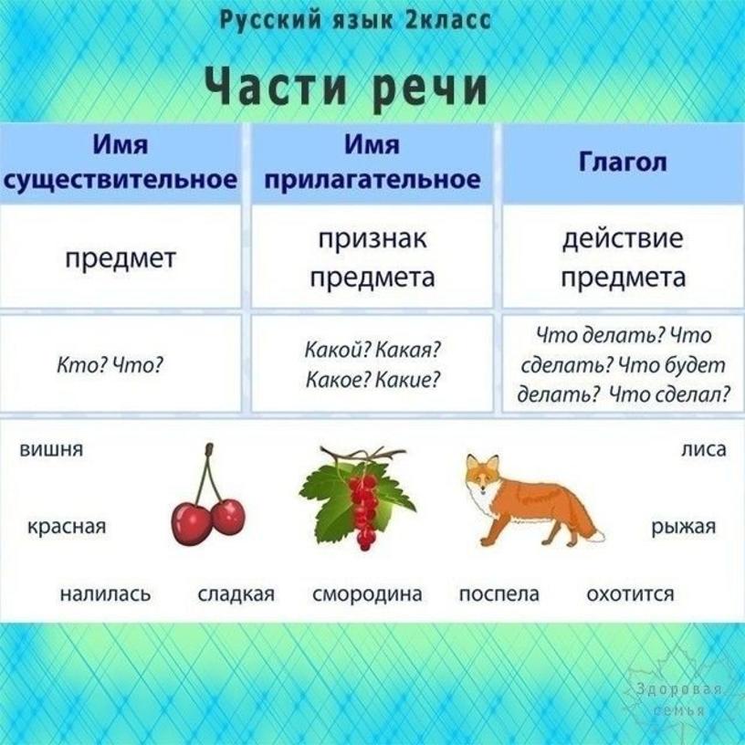 Части речи картинки