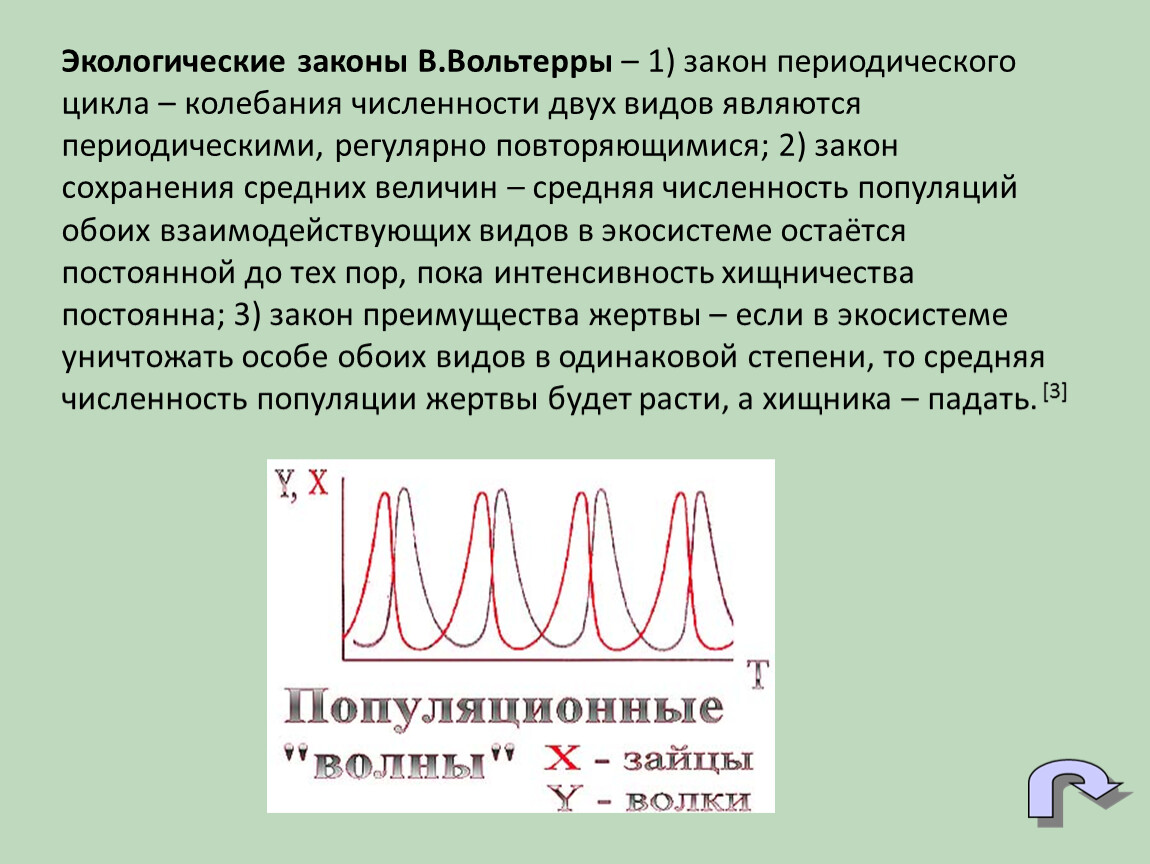 Колебания цикла. Форма периодических колебаний. Законы Вольтерра. Закон сохранения средних величин. Закон периодического цикла.