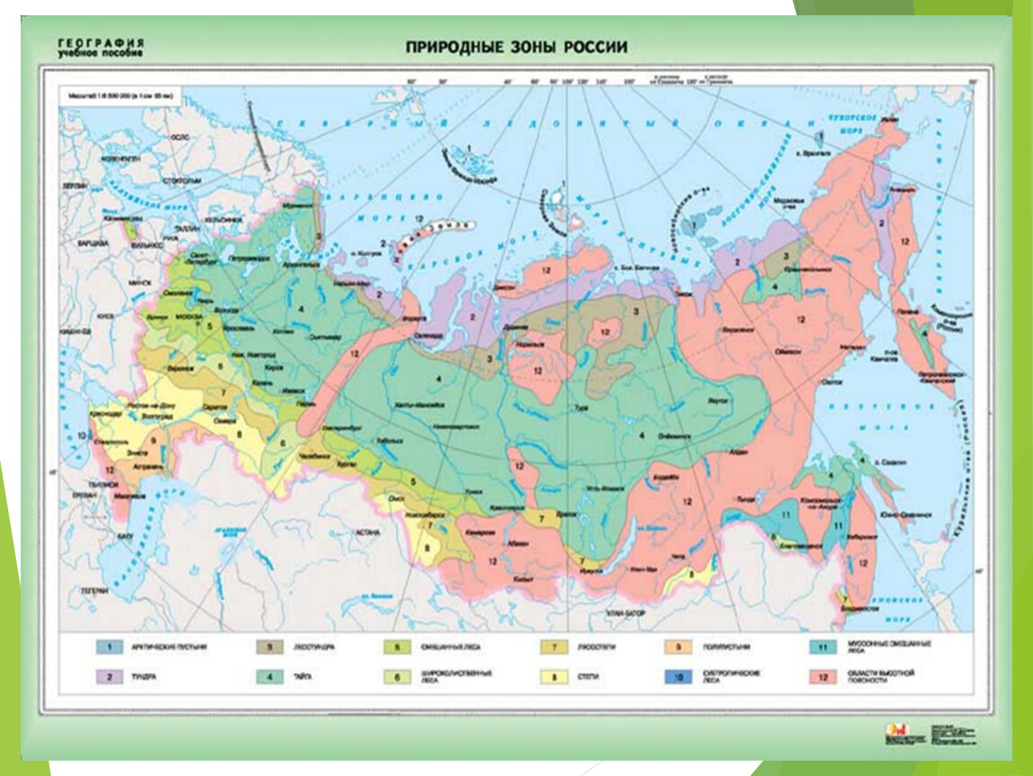 Карта природных зон россии 4 класс окружающий мир с названиями зон для впр
