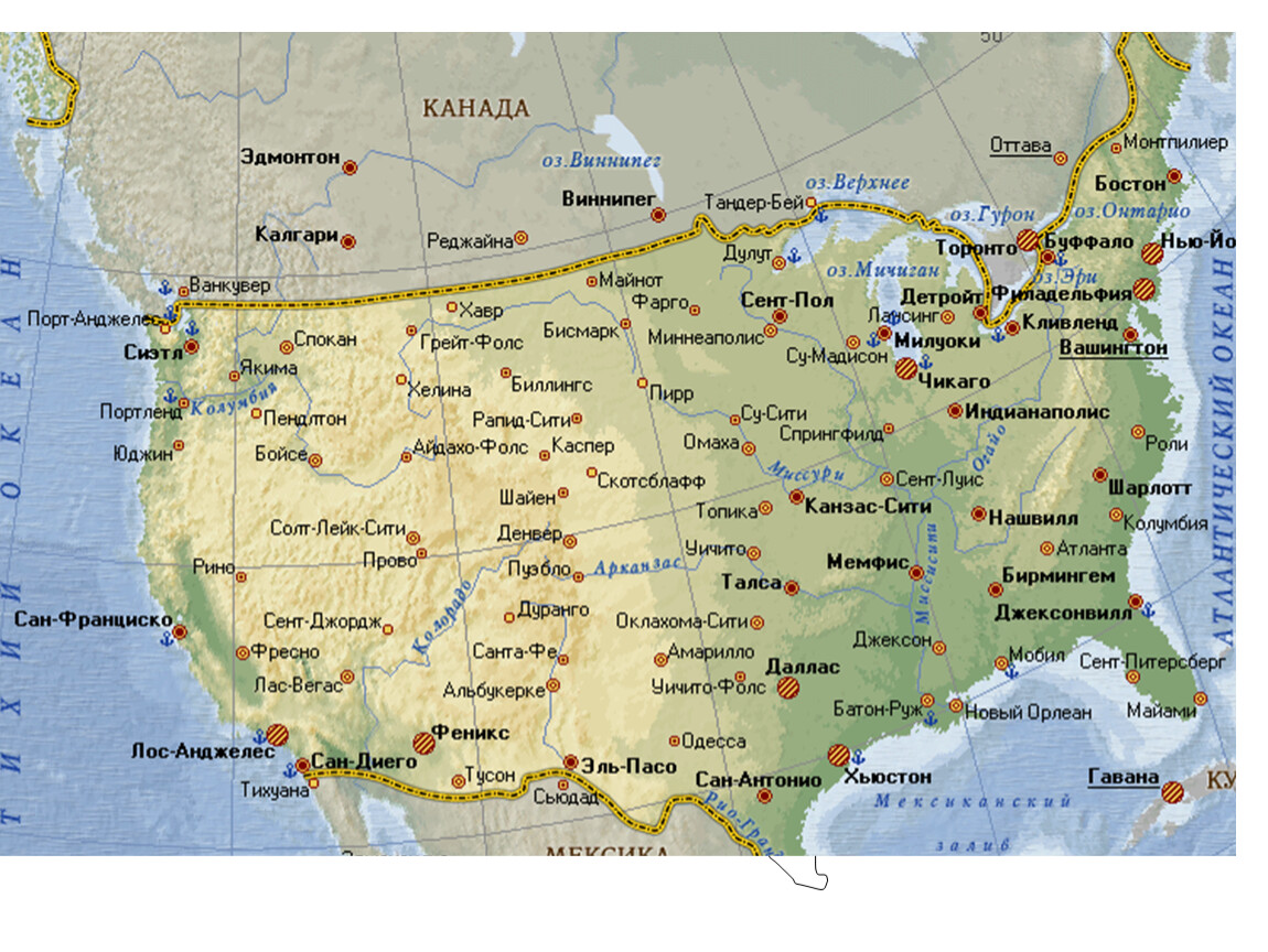 Карта америки. Карта USA со Штатами. Карта Штатов США со столицами. Географическая карта Соединенных Штатов Америки. Подробная карта США.