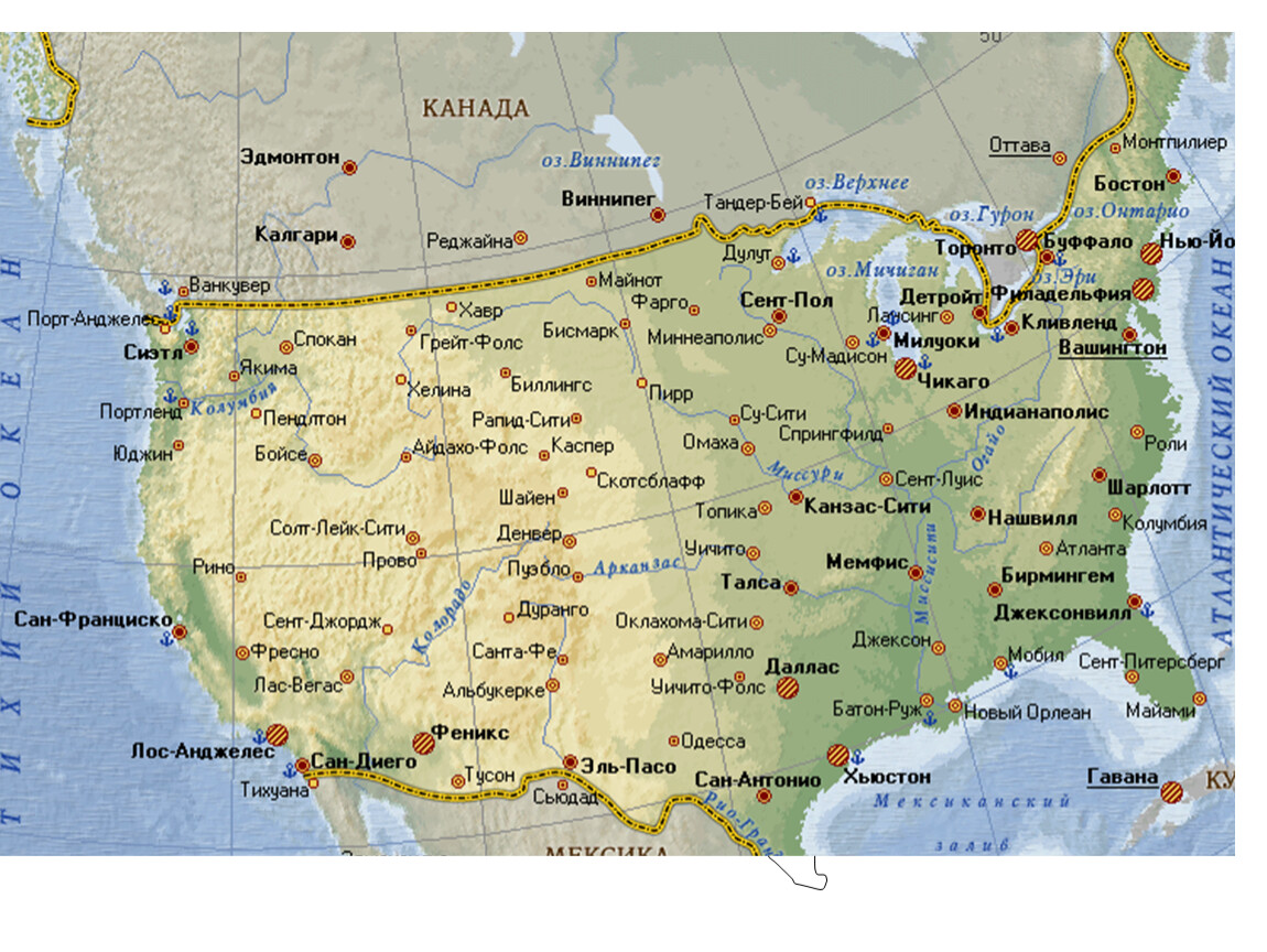 Какой америке находится. Карта USA со Штатами. Карта Штатов США со столицами. Географическая карта Соединенных Штатов Америки. Подробная карта США.