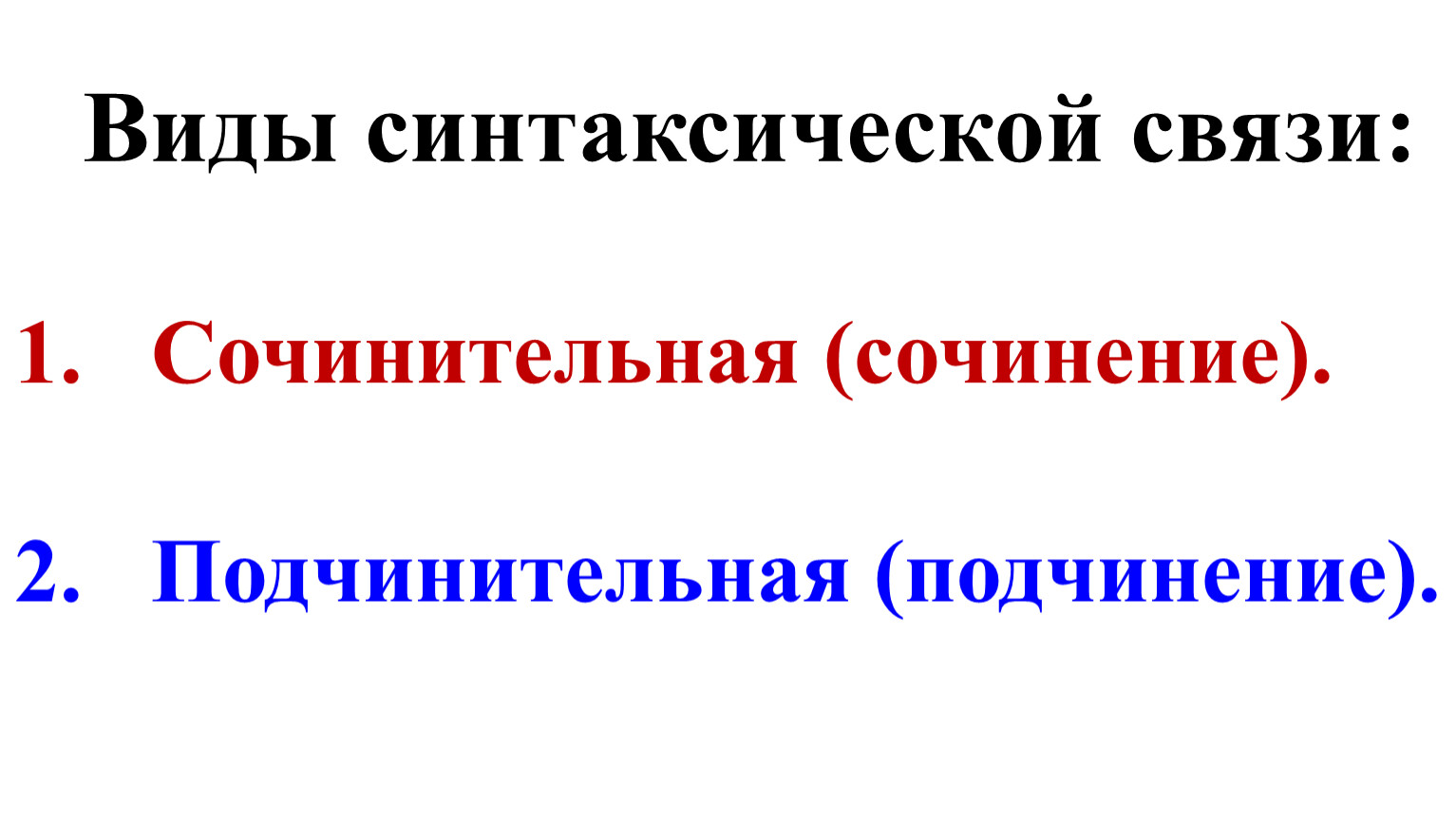 СИНТАКСИС. ВИДЫ СИНТАКСИЧЕСКОЙ СВЯЗИ