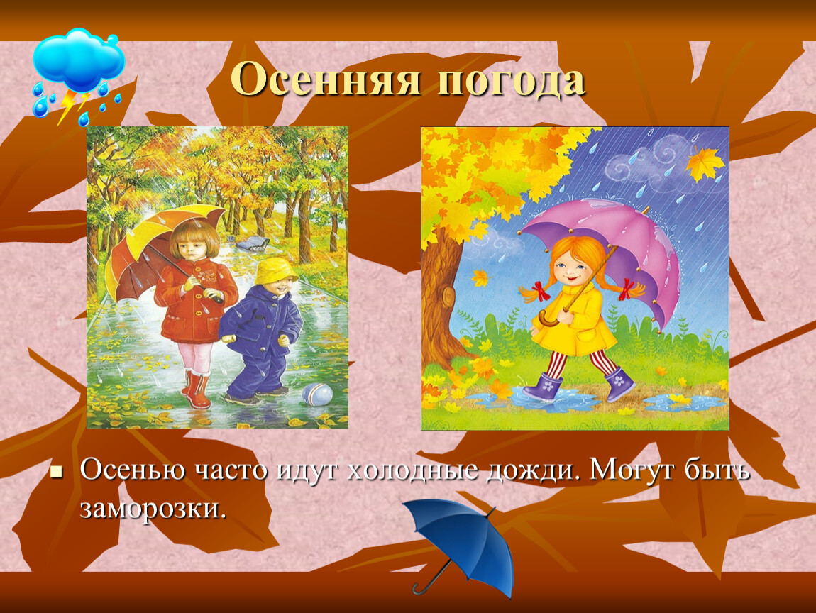 Осенняя погода Осенью часто идут холодные дожди