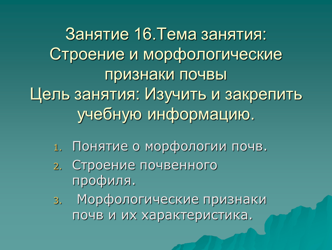 Презентация Строение и морфологические признаки почвы