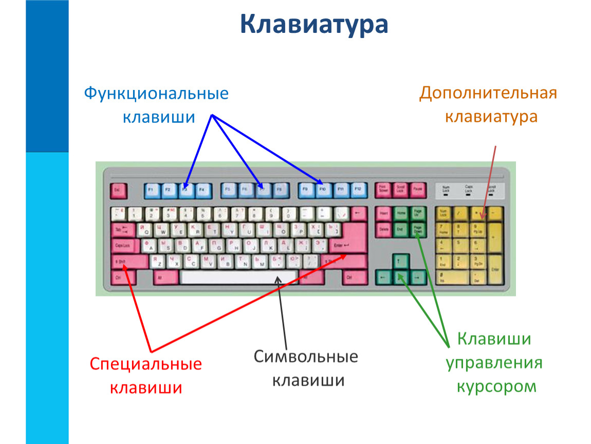 Клавиатура некорректно. Клавиши дополнительной клавиатуры Информатика 5. Клавиатура схема группы клавиш функциональные. Какие кнопки управления на клавиатуре компьютера. Из каких частей состоит клавиатура компьютера.