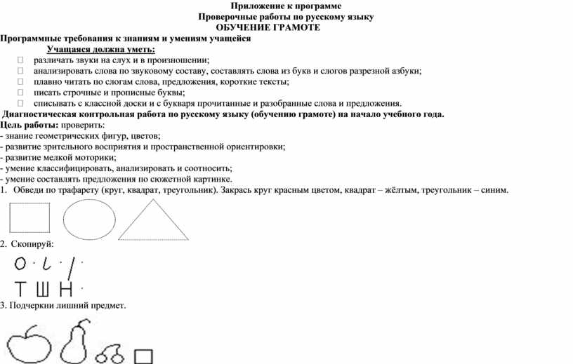 Приложение к программе Проверочные работы по русскому языку