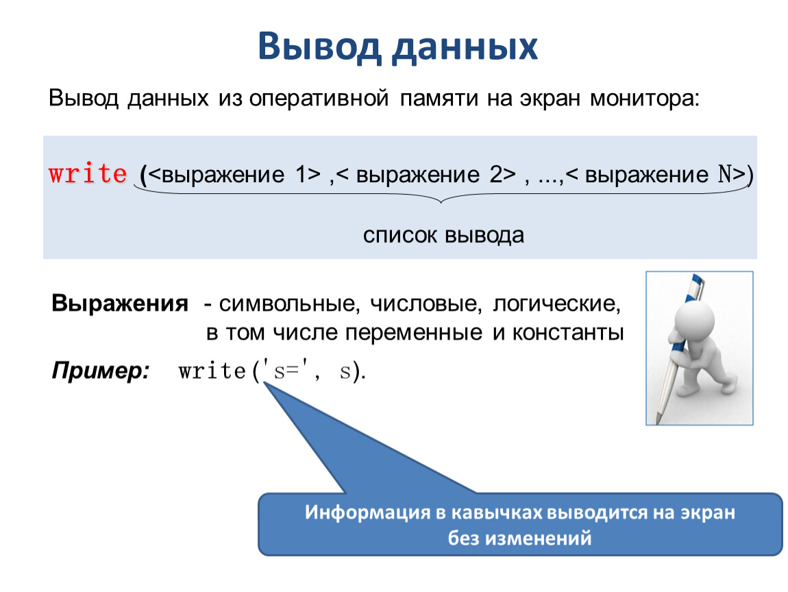 Команда вывода данных на экран