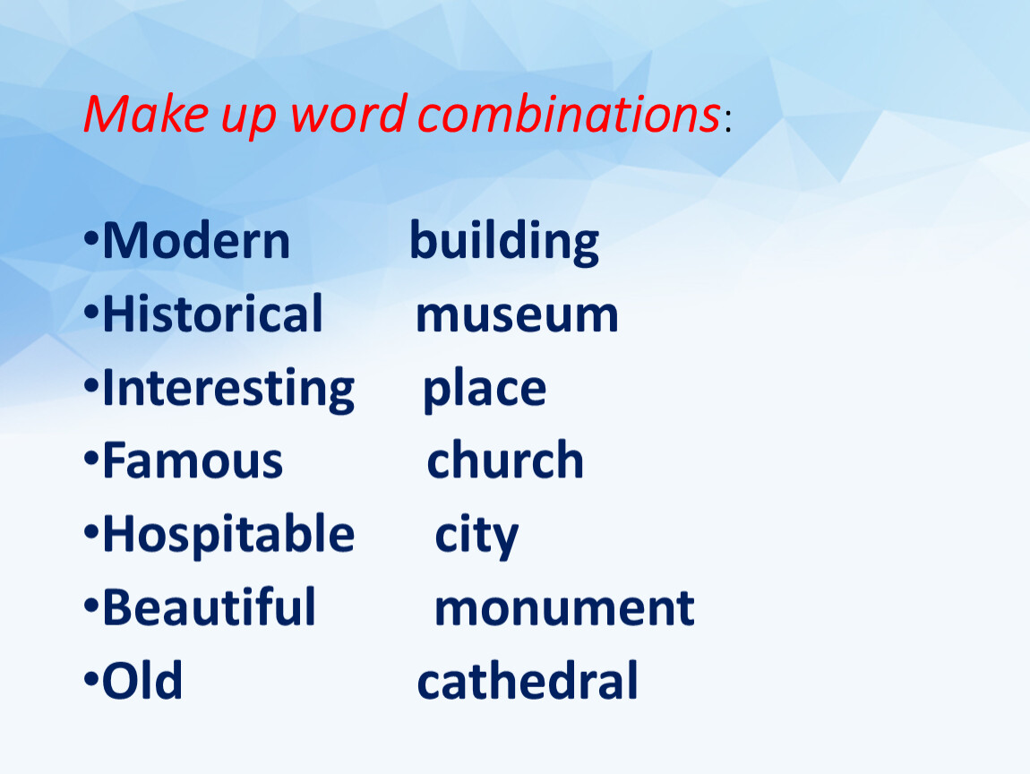 Match english and russian word combinations