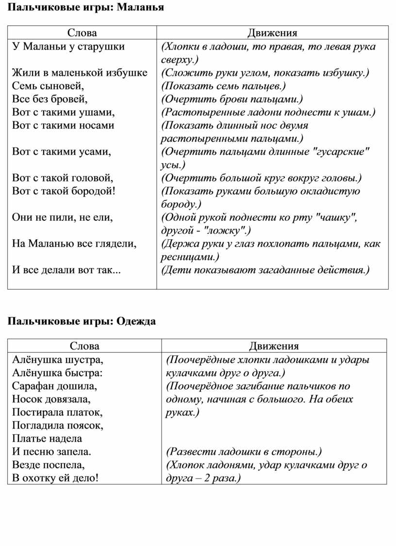 Физминутки и пальчиковые игры на уроках обучения грамоте