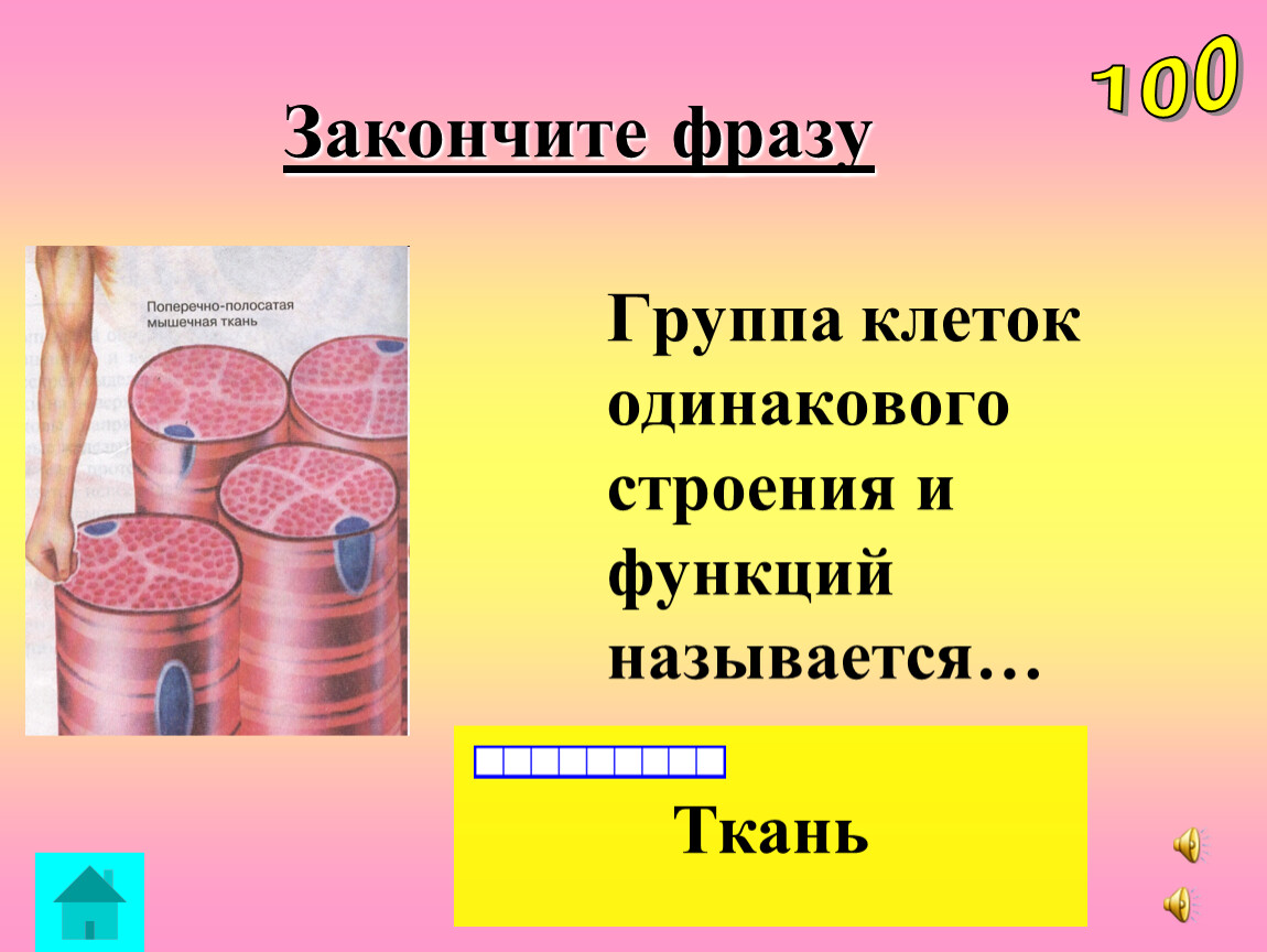 Закончите фразу Группа клеток одинакового строения и функций называется…