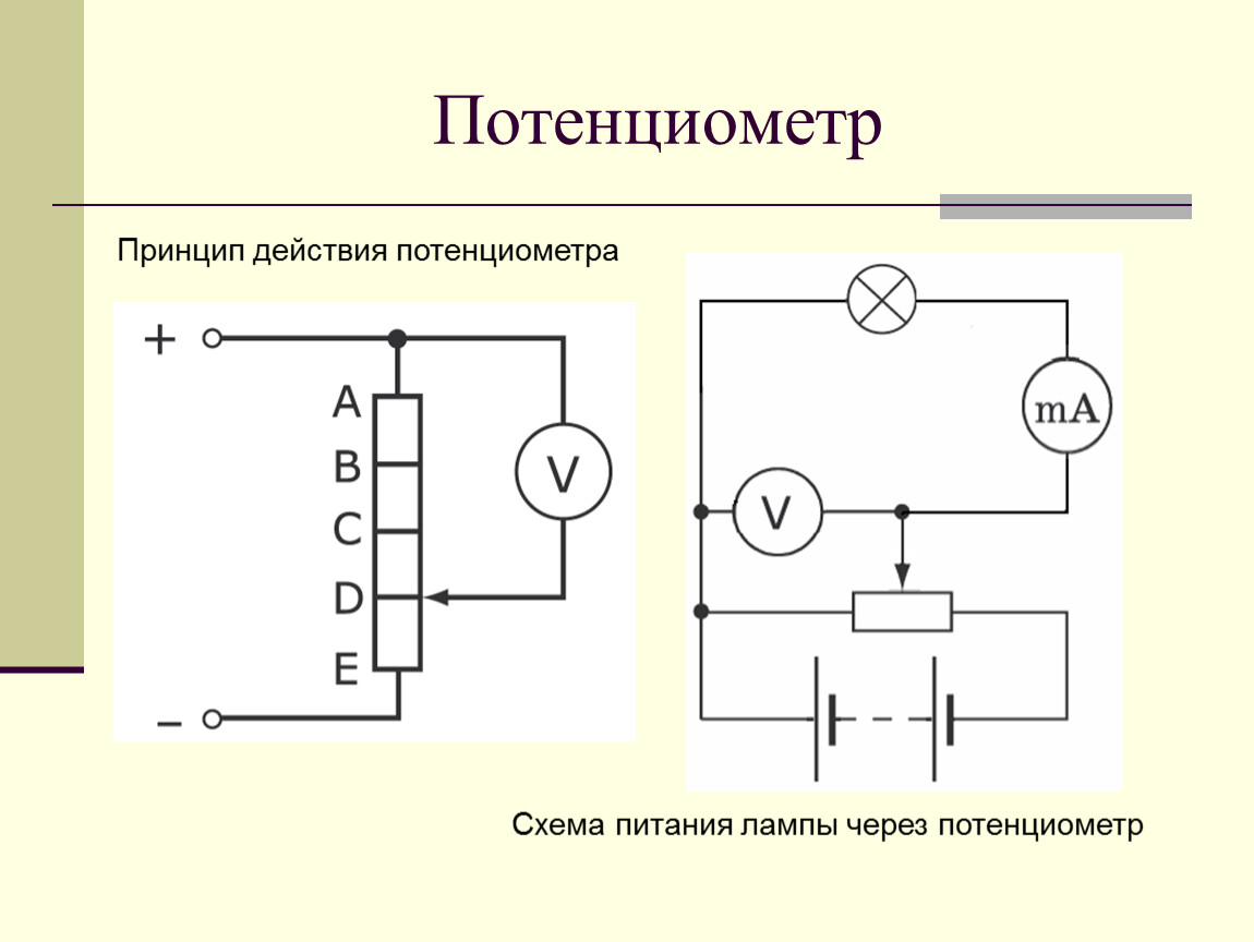 Схема и принцип работы. Схема включения потенциометрических датчиков. Измерительная схема с потенциометром. Принципиальная схема потенциометра. Принципиальная схема подключения потенциометра.