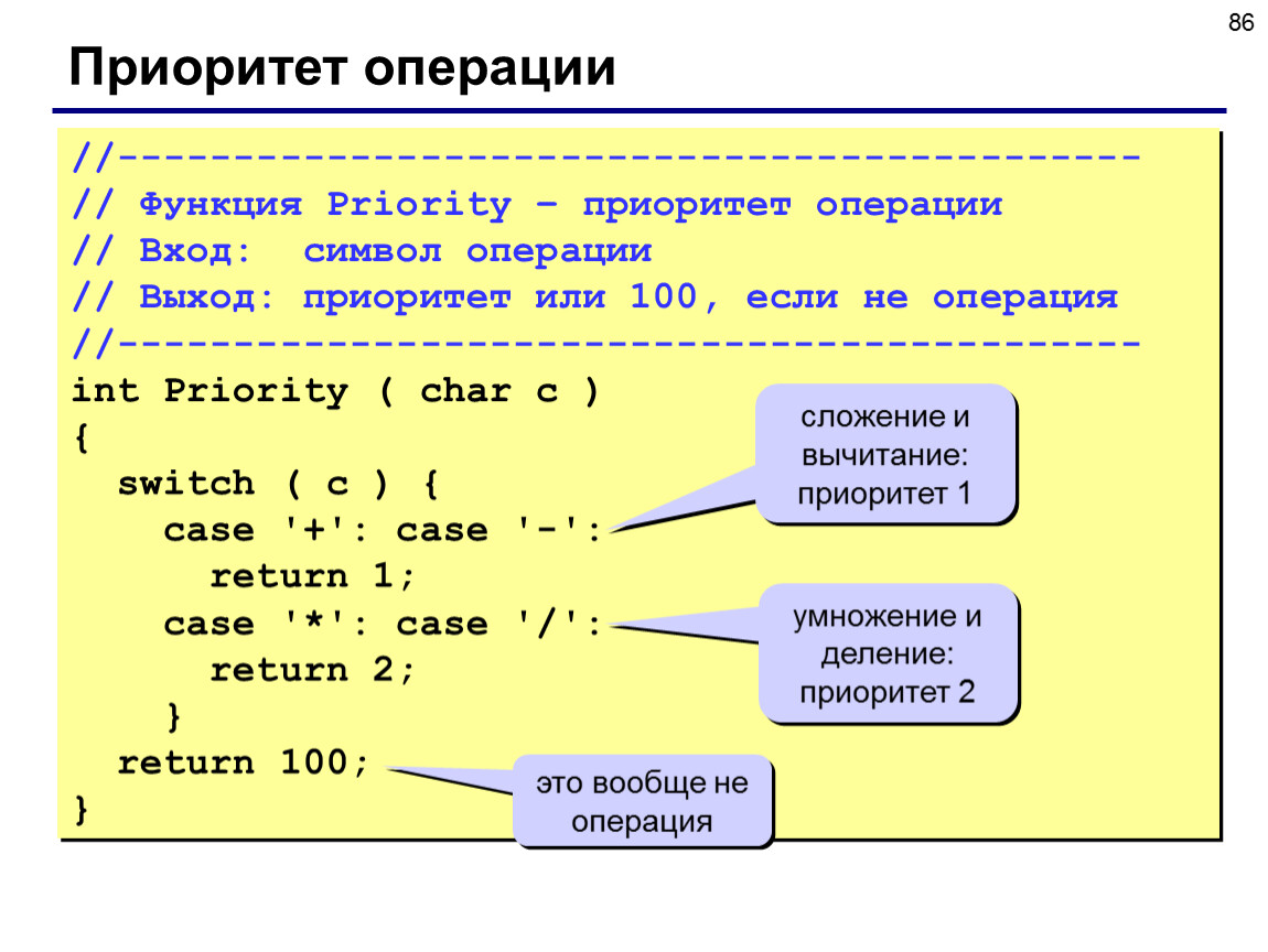 Операции языка данных с. Операция INT. Операции с функциями. И или приоритет операций. Операция вход выход.